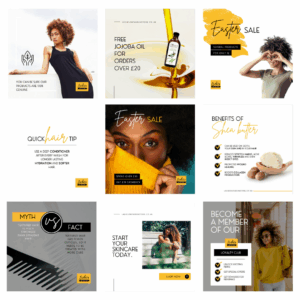 Instagram Posts für einen Haarprodukte Händler